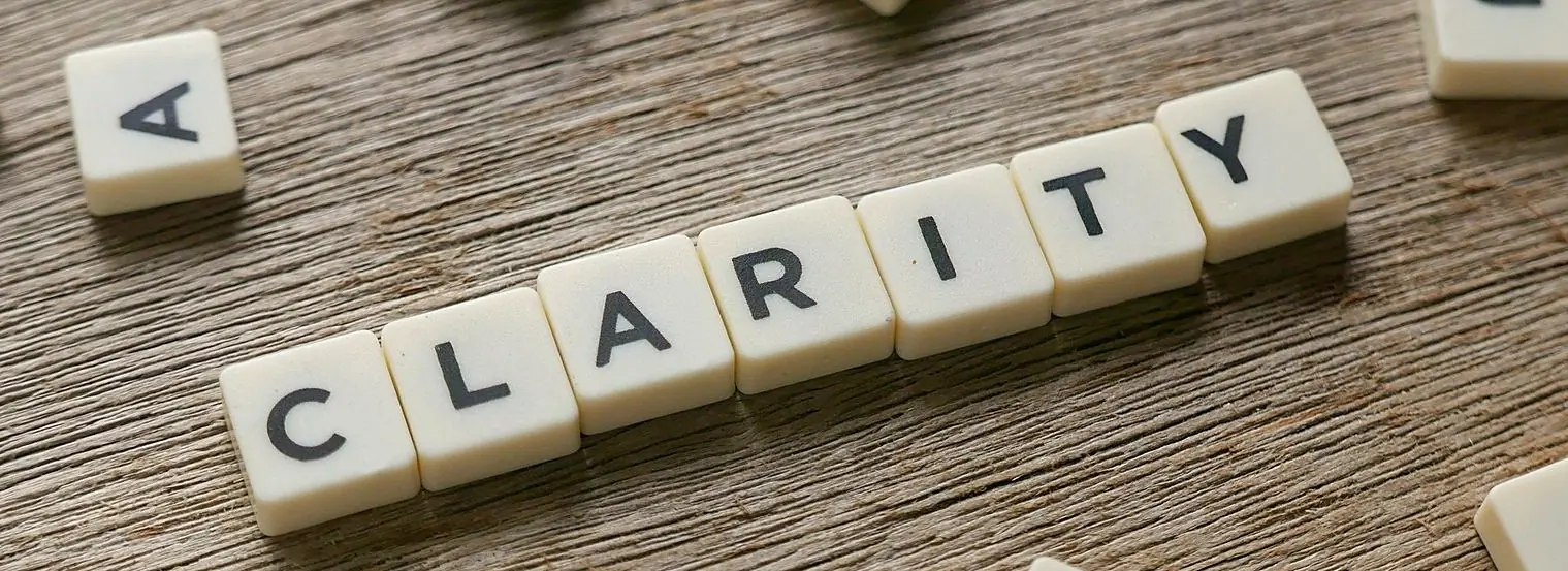 Letter tiles spelling the word clarity