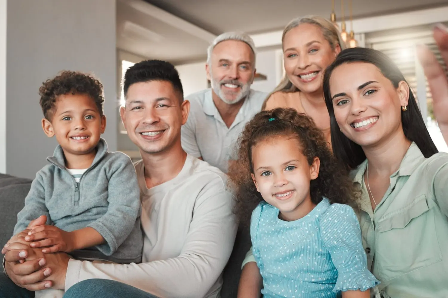 A family of three generations at home